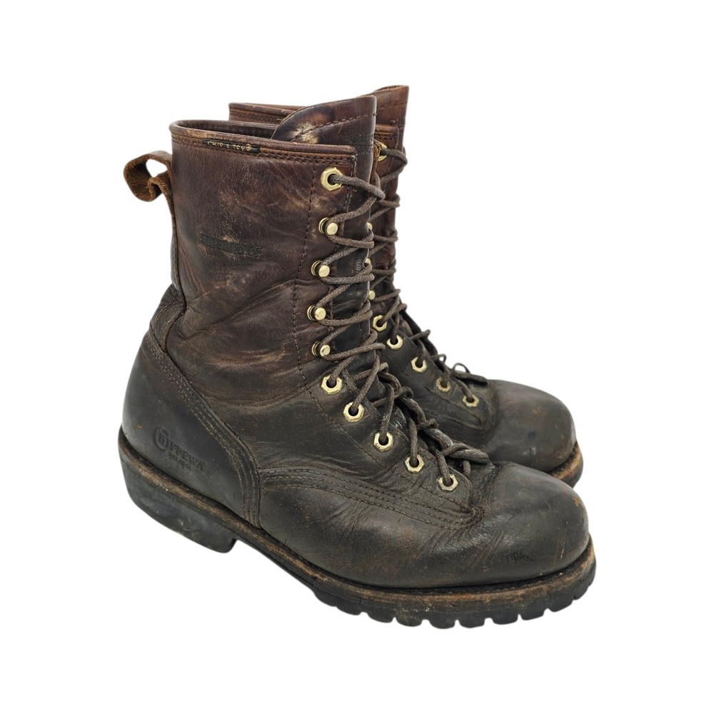 Chippewa Boots Men's 10 M Paladin Waterproof Regular Toe Brown Logger Leather